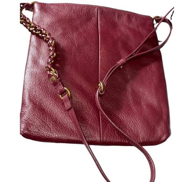 Elliott Lucca Gwen Burgundy Leather Large Multi-Pocket Crossbody Bag - Picture 2 of 6